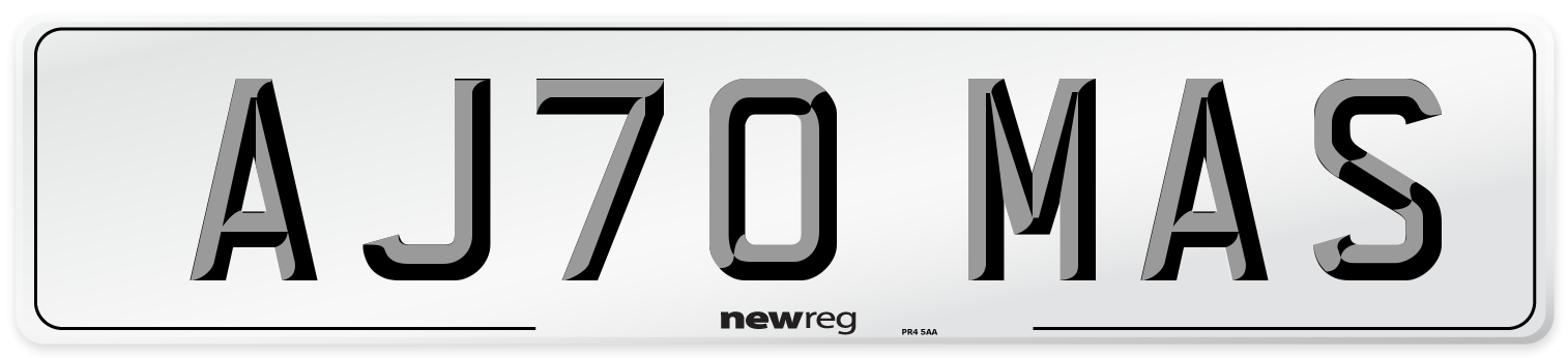 AJ70 MAS Number Plate from New Reg